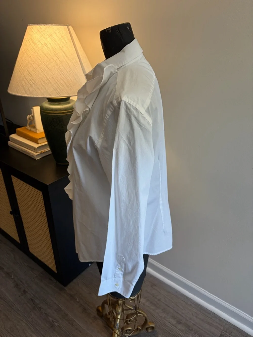 Lauren Ralph Lauren White Victorian Ruffle Button-Front Shirt (XL) Boho Revival - Picture 4 of 12